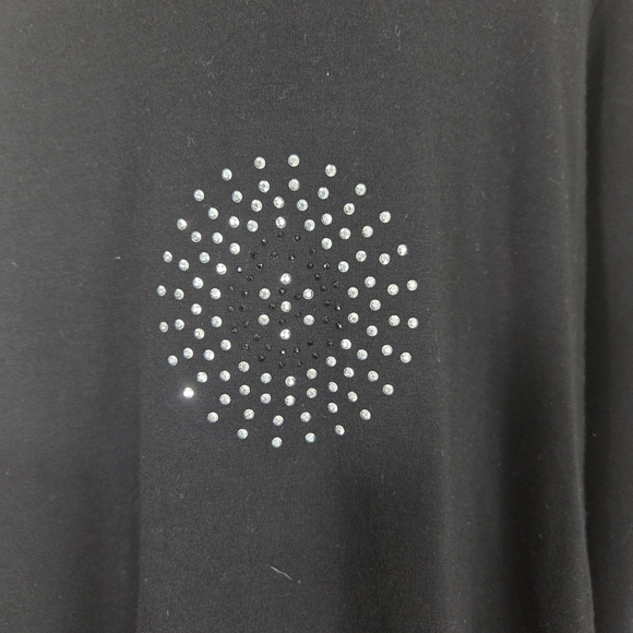 Tango Lango Chic Black Long Sleeve Women's Top with Embellishments Size L - Picture 4 of 6